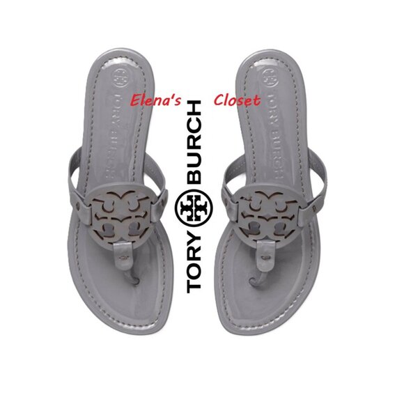 Tory Burch Shoes - TORY BURCH MILLER SANDALS MALTA GRAY PATENT sz 9.5